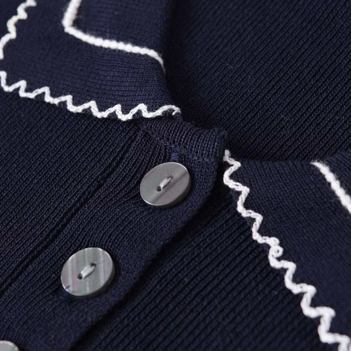 Damen Strickpullover mit Polokragen und Knopfleiste Drune