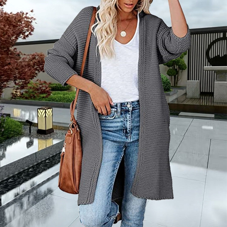 Damen Langer Strickcardigan mit offenen Fronten und lässigem Schnitt Drune