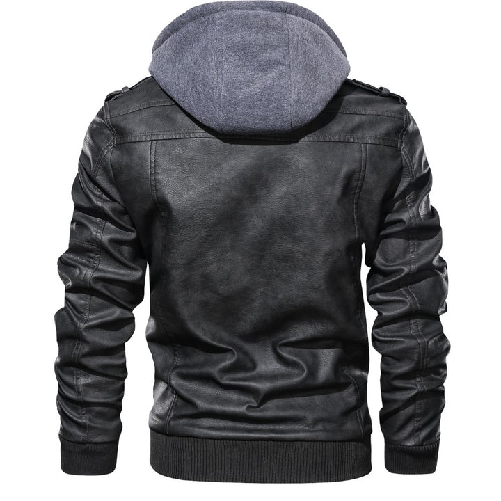 Herren Lederjacke mit Hoodie Drune