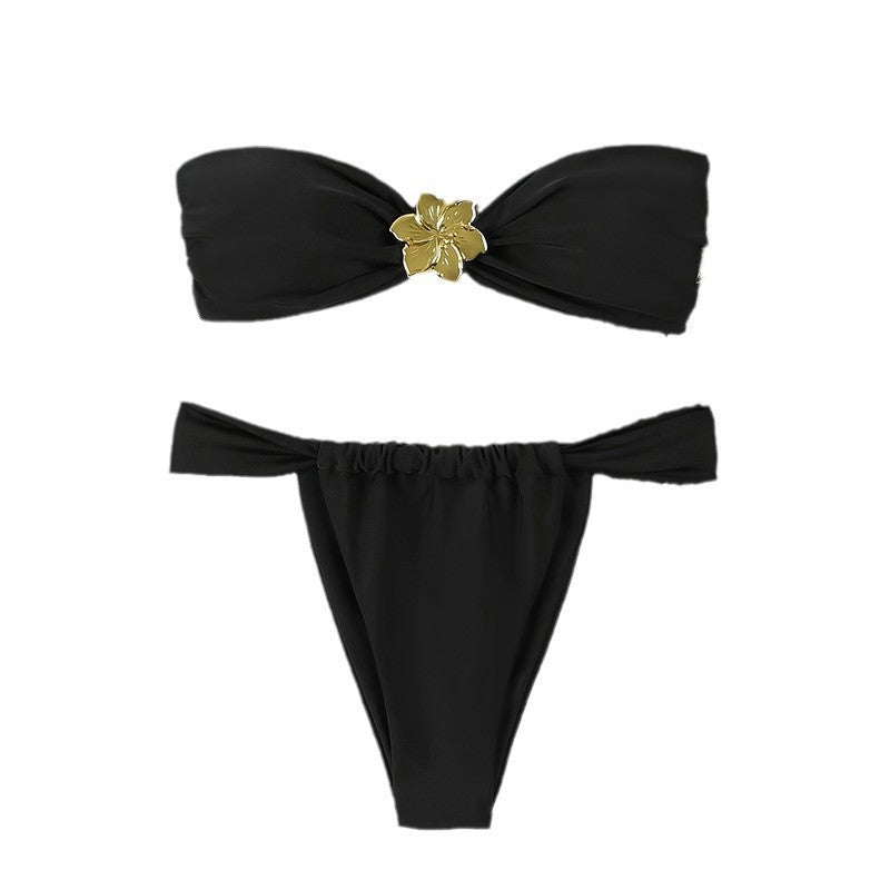 Damen Bandeau-Bikini mit glitzerndem Schmuckdetail Drune