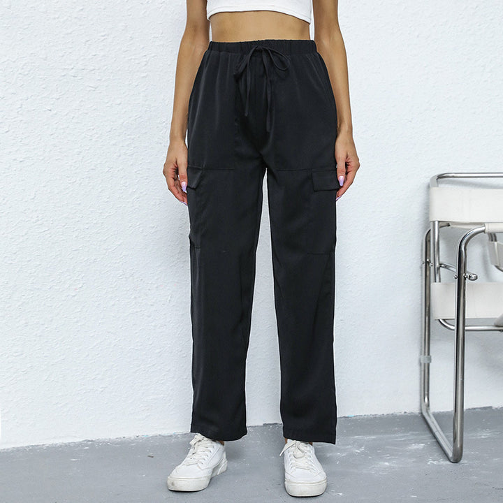 Damen Cargo-Hose mit Tunnelzug, geradem Bein und aufgesetzten Taschen Drune