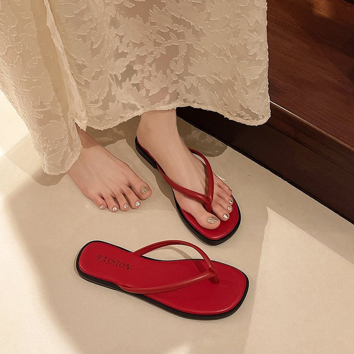 Damen modische Flip-Flops mit komfortablem Fußbett und raffiniertem Riemen Drune
