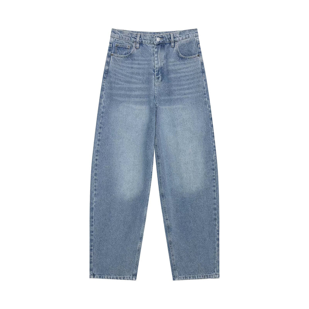Damen Hochtaillierte kurzgeschnittene Jeans mit weitem Bein aus Denim Drune
