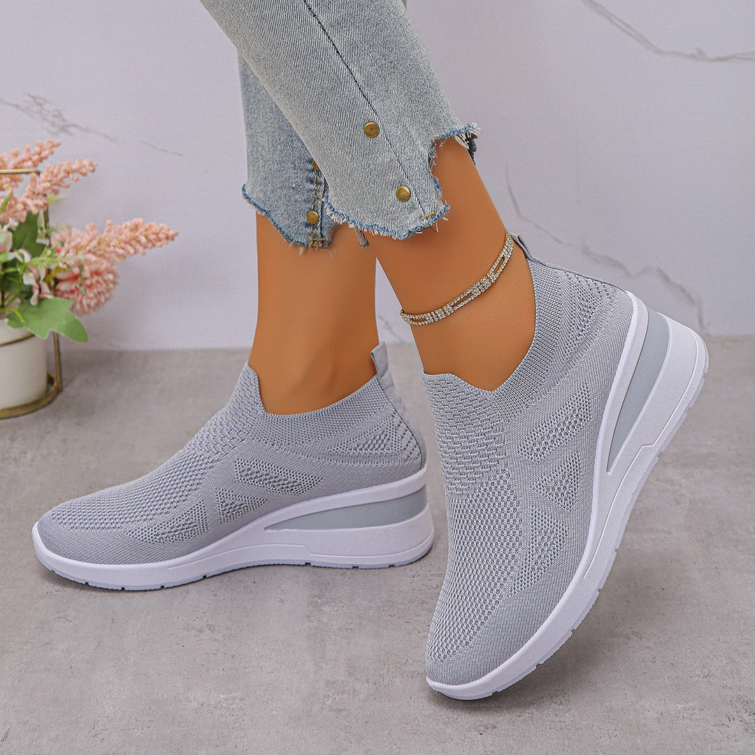 Damen Komfortable Wedge-Sneaker aus atmungsaktivem Strickmaterial Drune