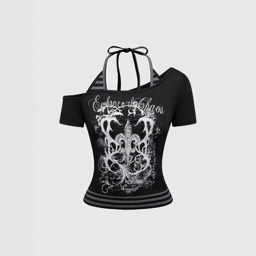 Damen Off-Shoulder Top mit grafischem Design Drune