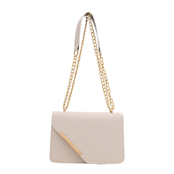 Damen elegante Umhängetasche mit geflochtenem Design und goldener Kette Drune