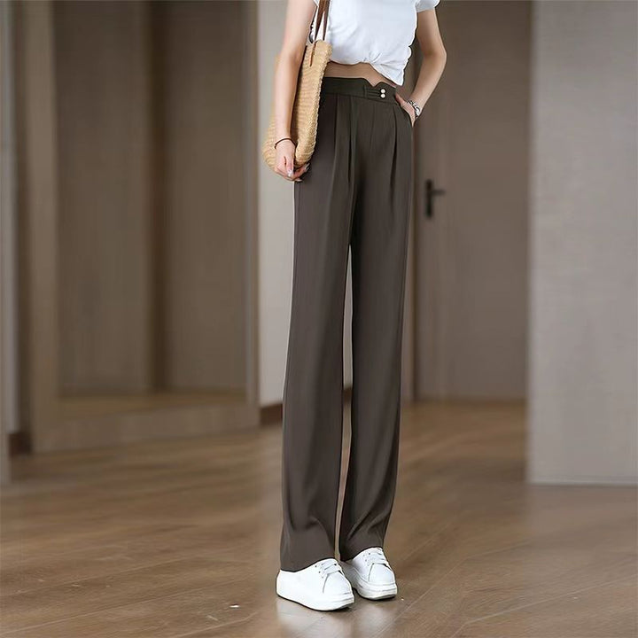Damen Fließende Hochbundhose mit eleganten Falten Drune