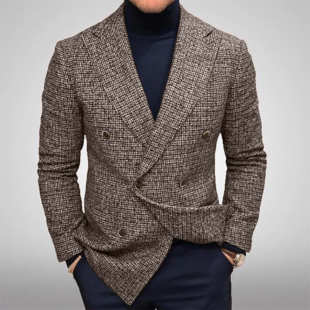 Herren Doppelreihiger Struktur-Blazer mit taillierter Schnittführung Drune