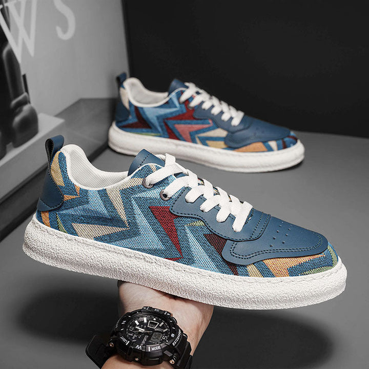 Damen Modische Sneakers mit buntem Zickzack-Muster und angenehmer Dämpfung Drune