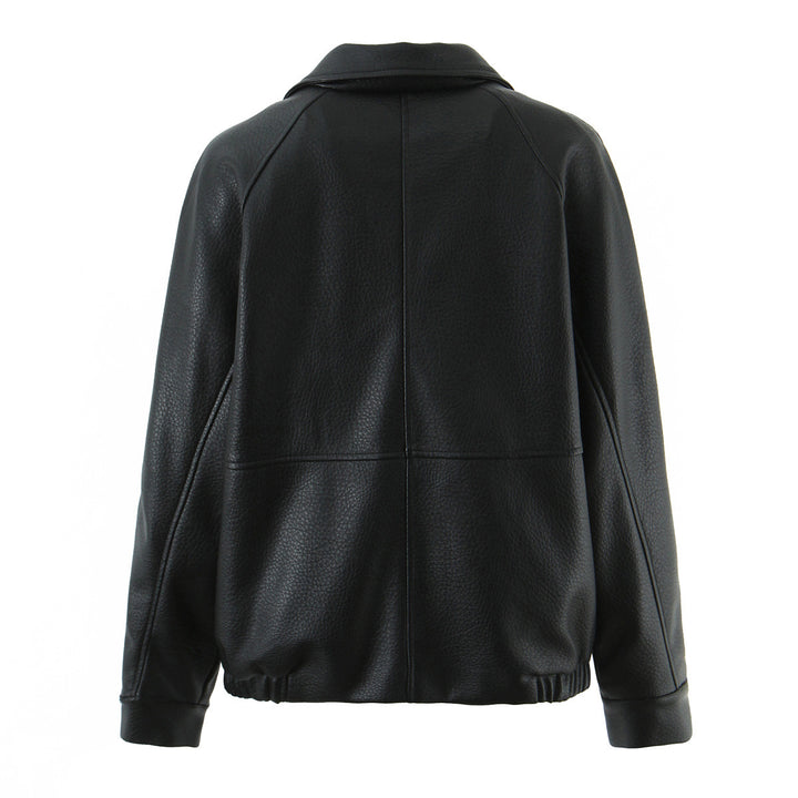 Damen modische Kunstlederjacke mit doppelter Knopfleiste und elegantem Schnitt Drune