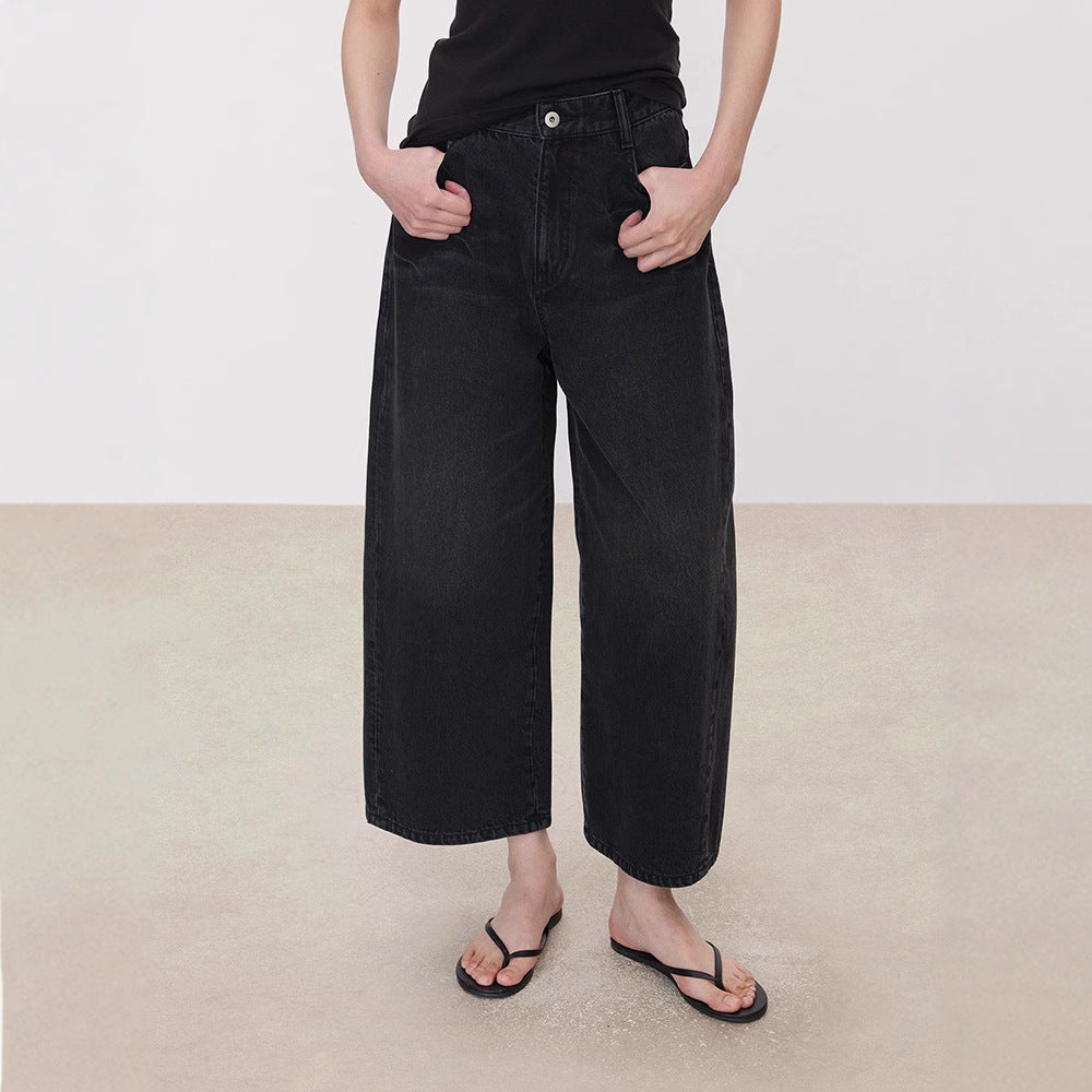 Damen Weit geschnittene Jeans mit hohem Bund Drune