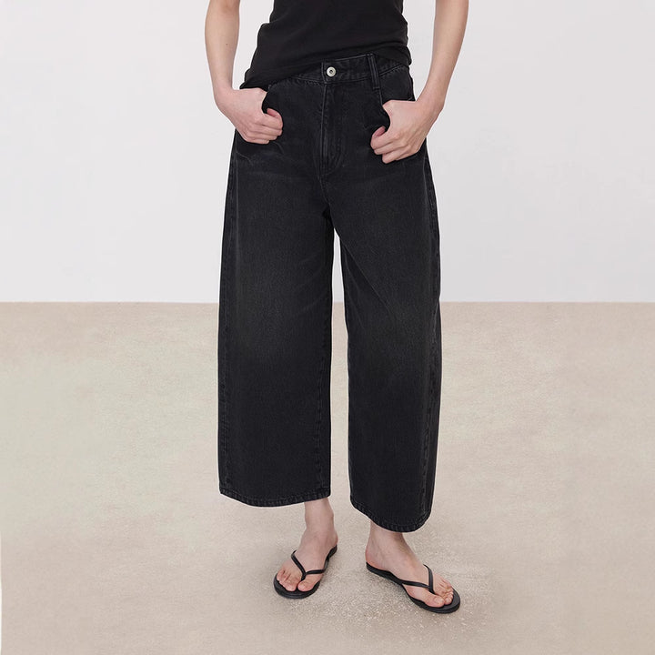 Damen Weit geschnittene Jeans mit hohem Bund Drune