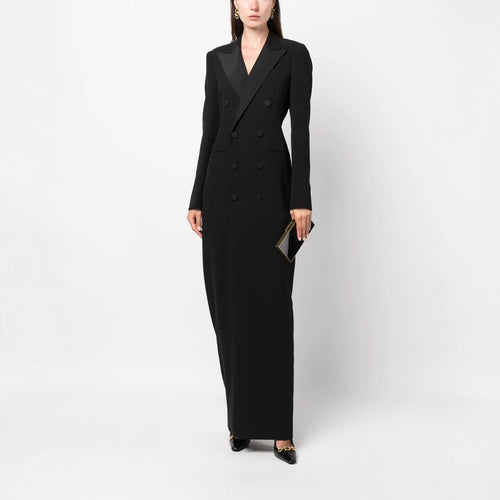 Damen Doppelreihiges Blazerkleid mit Satinrevers Drune