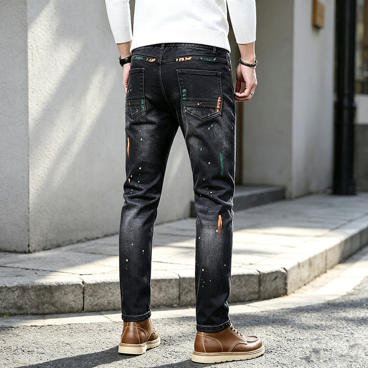 Herren Modische Ripped Jeans mit Farbdetails Drune