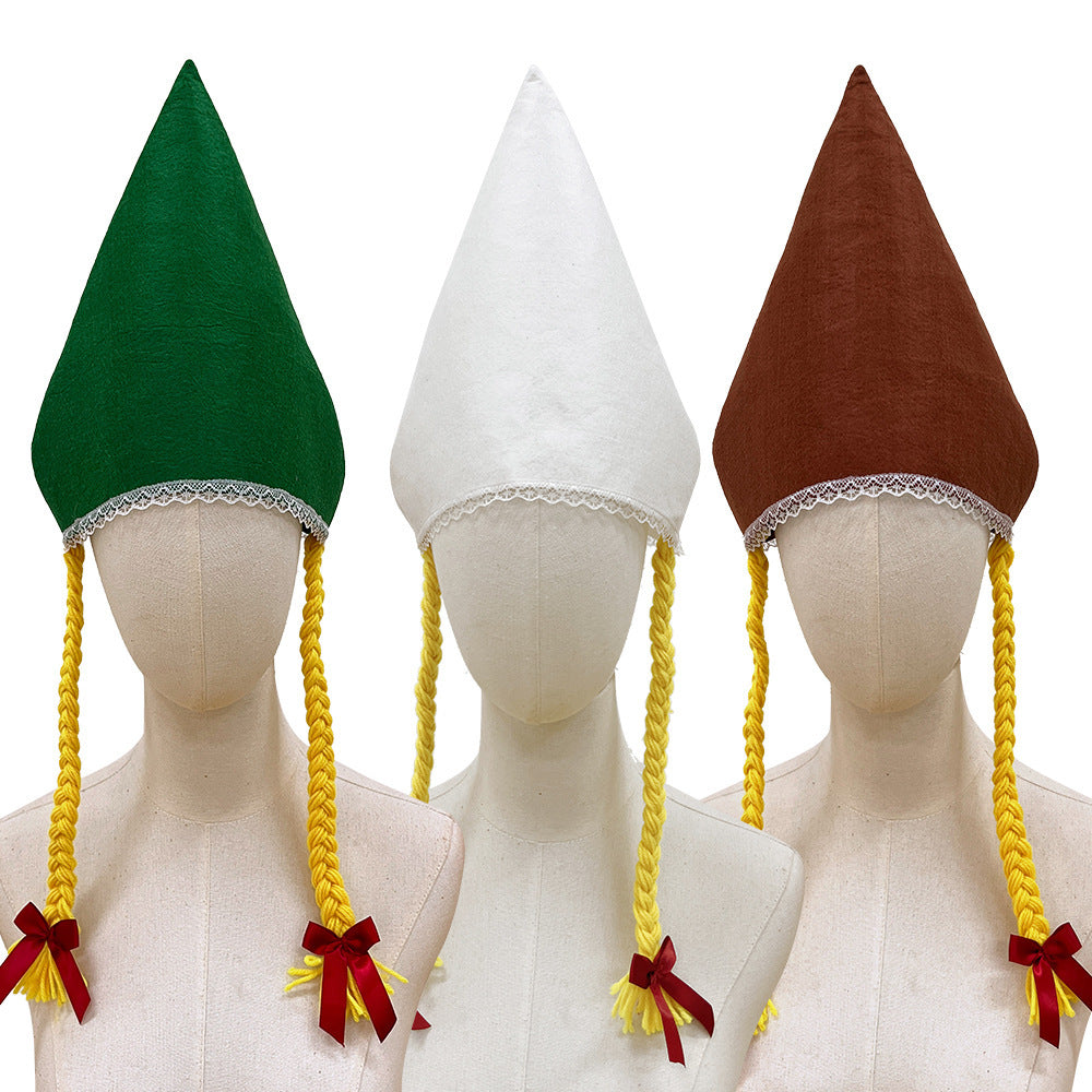 Damen nan traditionelle Trachtenhaube aus Baumwollvelours mit feinem Spitzenrand für Dirndl Drune