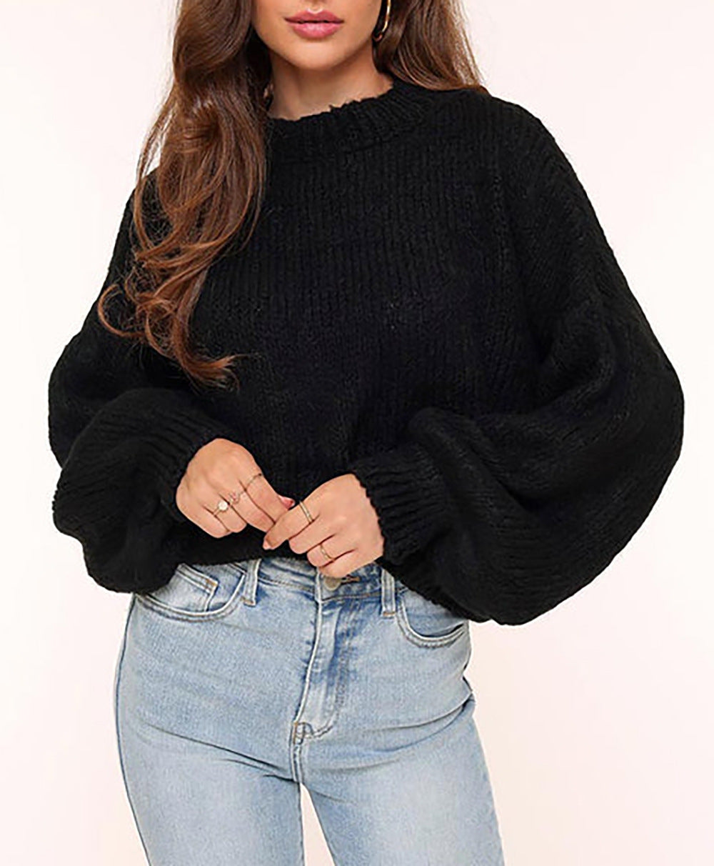 Damen grob gestrickter Oversized-Pullover mit voluminösen Ärmeln und gemütlicher Passform Drune