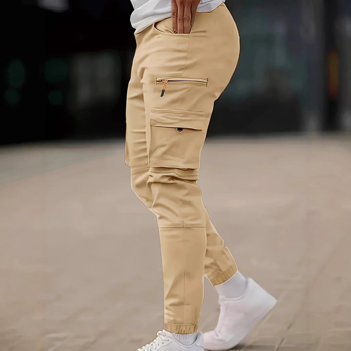 Herren Tapered Cargo-Jogginghose mit Reißverschluss- und Klappentaschen Drune