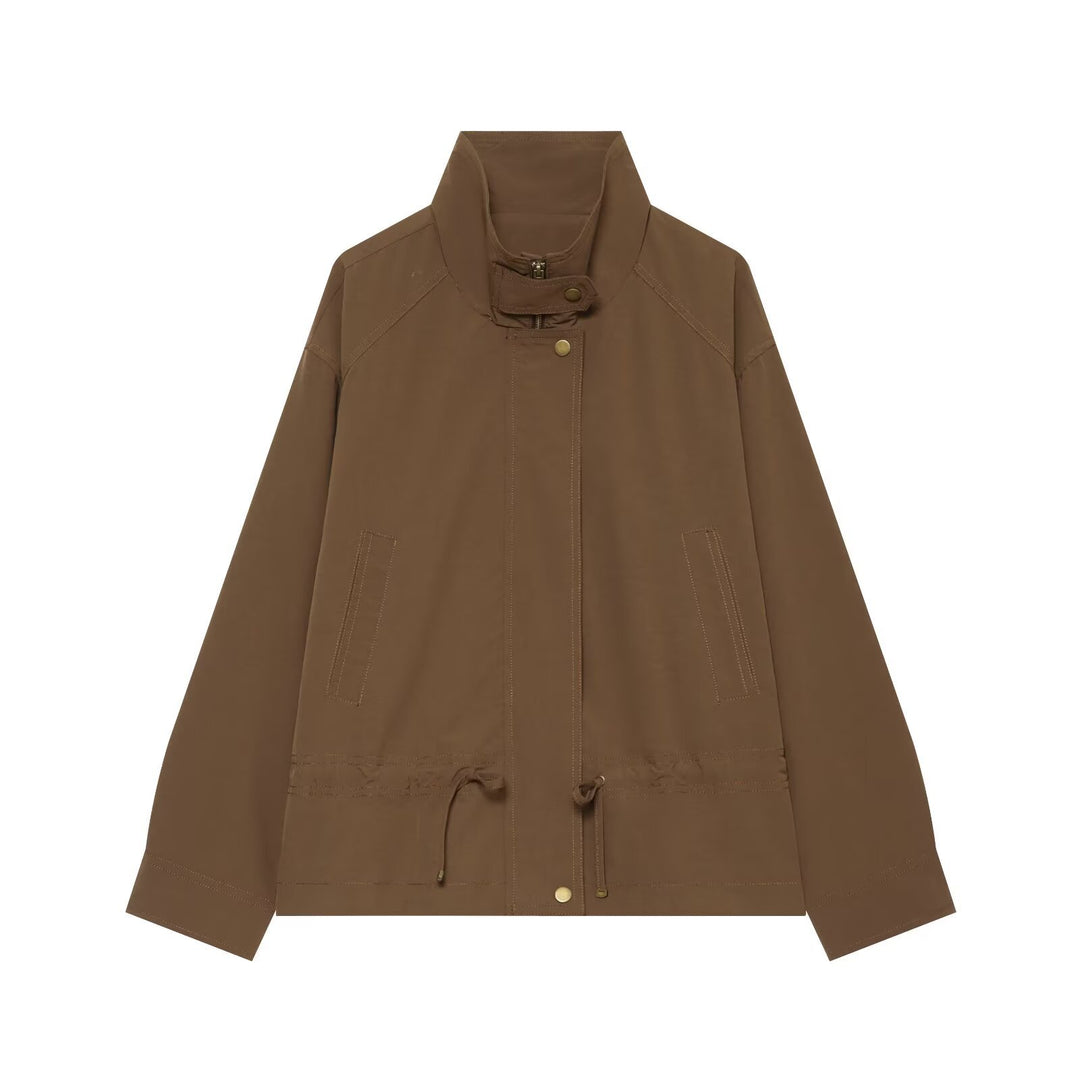 Damen Übergangsjacke mit Stehkragen, Tunnelzug und Utility-Taschen Drune