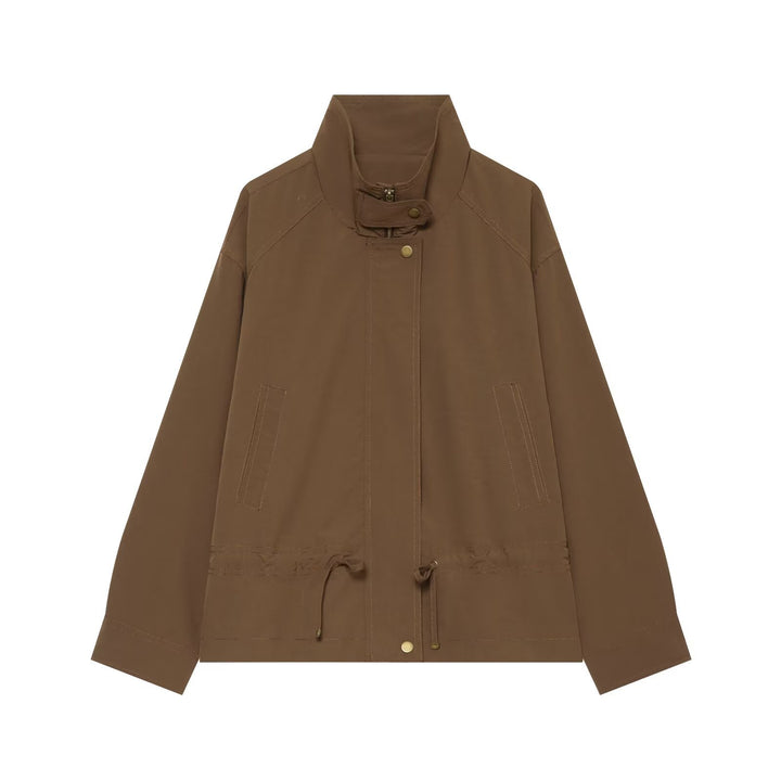Damen Übergangsjacke mit Stehkragen, Tunnelzug und Utility-Taschen Drune