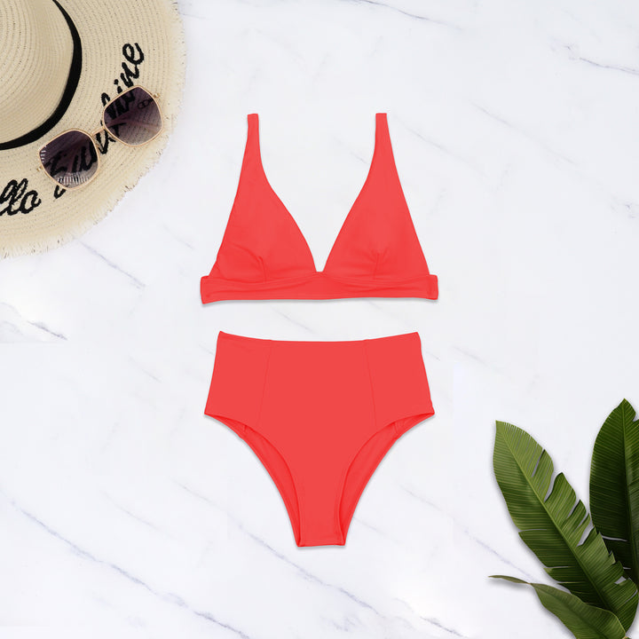 Damen Hochgeschnittener Bikini mit tiefem V-Ausschnitt Drune