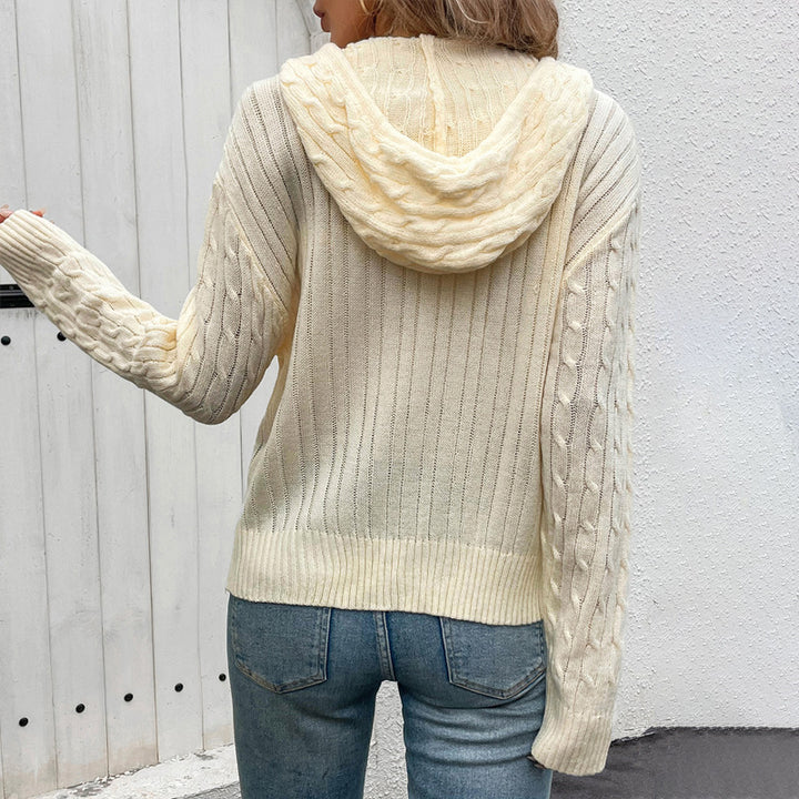 Damen Strickjacke mit Kapuze und Reißverschluss Drune