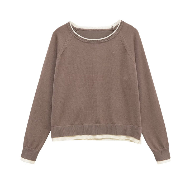 Damen Feinstrick-Pullover mit Lagenoptik, Rundhalsausschnitt und Raglanärmeln Drune