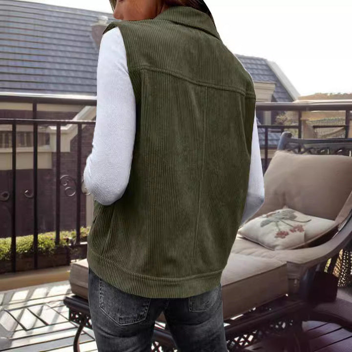 Damen Strickweste mit Taschen und klassischem Kragen Drune