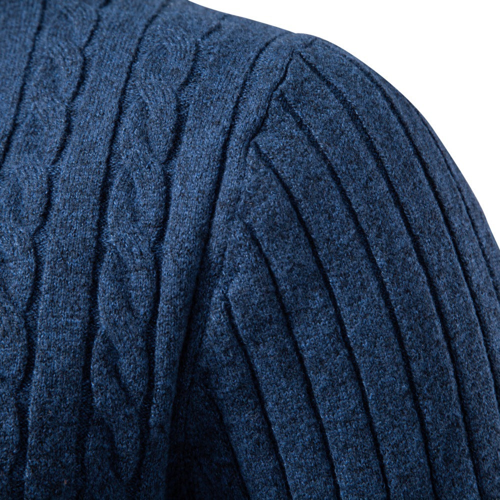Herren Feinstrick-Polo mit Zopfmuster und Kragen Drune