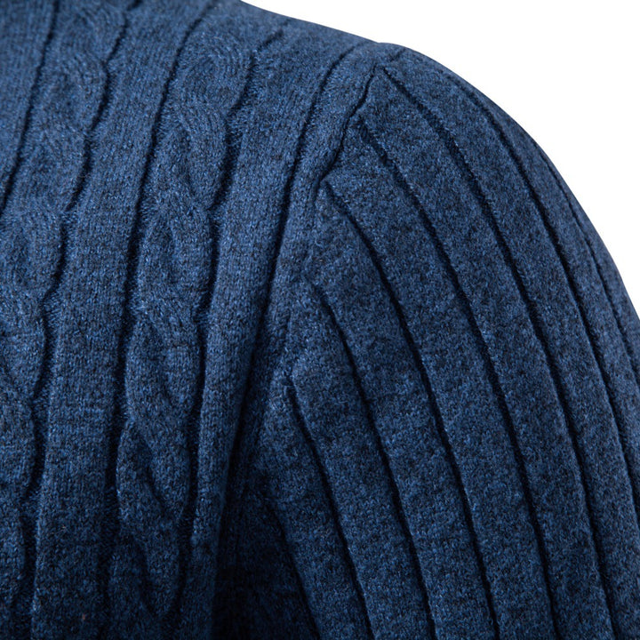 Herren Feinstrick-Polo mit Zopfmuster und Kragen Drune