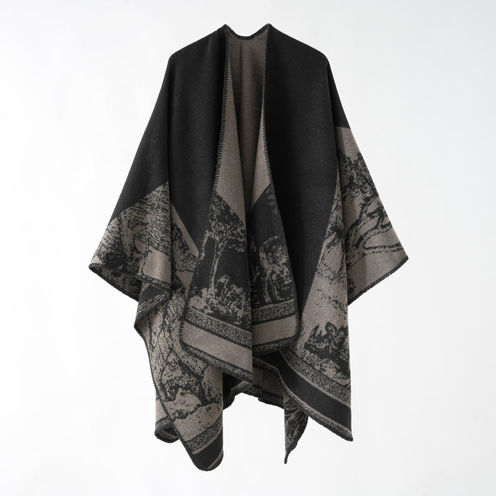 Damen Jacquard-Wollmix-Überwurf mit offenem Kimono-Fall und weichem Griff Drune