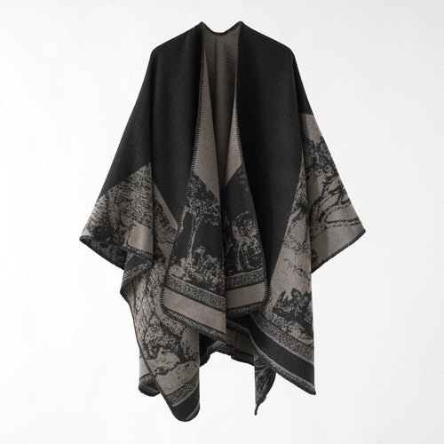 Damen Jacquard-Wollmix-Überwurf mit offenem Kimono-Fall und weichem Griff Drune