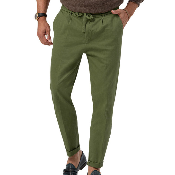 Herren Tapered Leinen-Baumwoll-Hose mit Elastikbund, Tunnelzug und Bündchen Drune