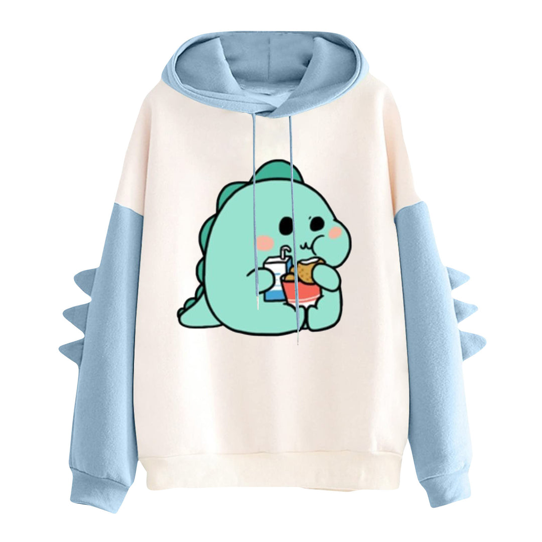 Damen nan Kapuzenpullover mit niedlichem Frosch-Motiv, Kängurutasche und volumigen Ärmelapplikationen Drune