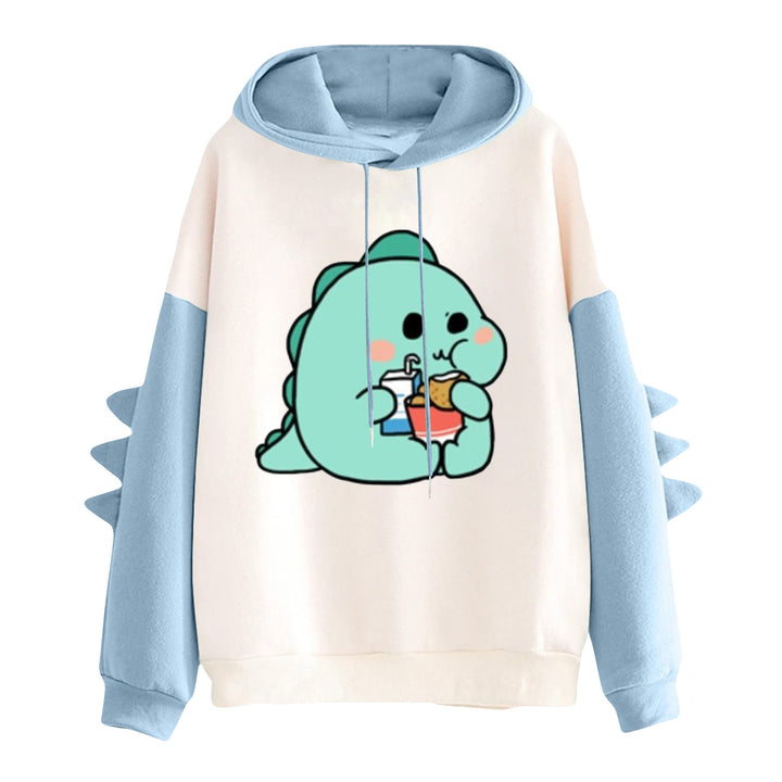 Damen nan Kapuzenpullover mit niedlichem Frosch-Motiv, Kängurutasche und volumigen Ärmelapplikationen Drune
