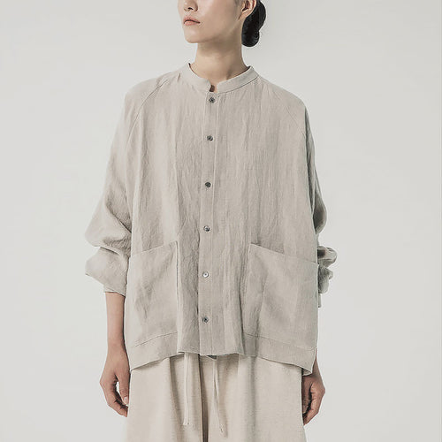 Damen Leinenbluse mit praktischen Taschen und lässigem Schnitt Drune