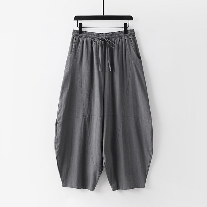 Damen Leichte Haremshose mit weitem Bein und elastischem Bund Drune