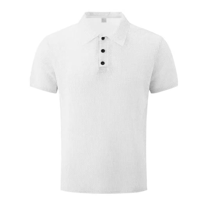 Herren nan Mikrostruktur-Poloshirt mit Hemdkragen, dezenter Knopfleiste und atmungsaktivem Jersey Drune