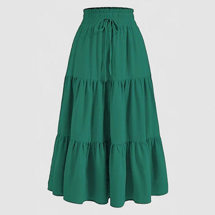Damen Maxi-Rock mit elastischem Bund und Stufen-Design Drune