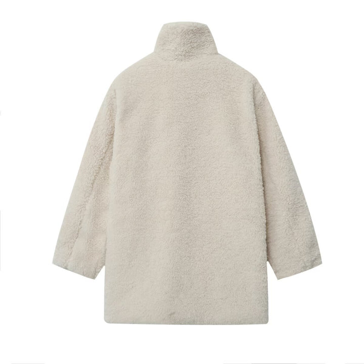 Damen kuschelige Fleecejacke mit dekorativen Knopfverschlüssen Drune