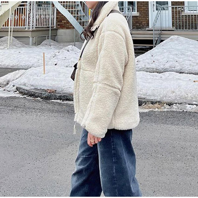 Damen modische Fleecejacke mit praktischen Taschen und Stehkragen Drune