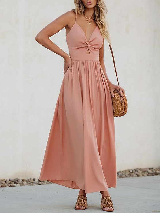Damen Maxikleid mit schickem Knotendetail und fließendem Schnitt Drune