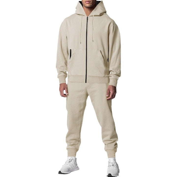 Herren nan urbanes Reißverschluss‑Hoodie mit Kängurutasche und konisch zulaufender Jogginghose Set Drune