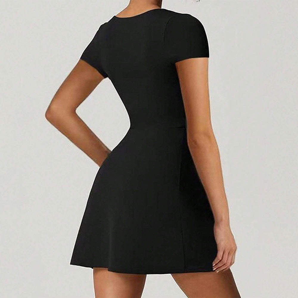 Damen Kurzkleid mit Quadrat-Ausschnitt und schwingendem Rock Drune