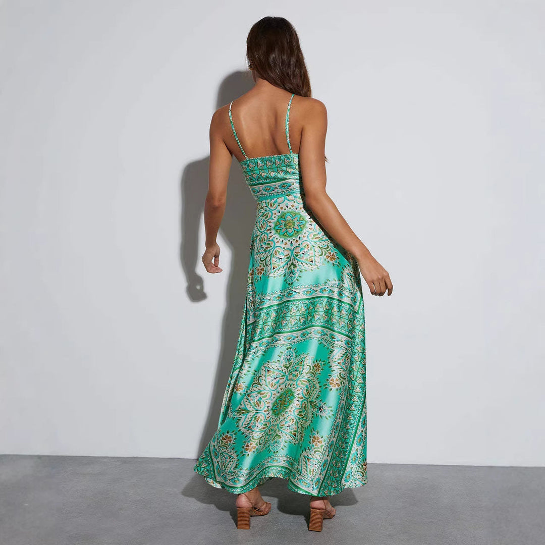Damen Maxikleid mit verspielt floralem Design und schwingendem Rock Drune
