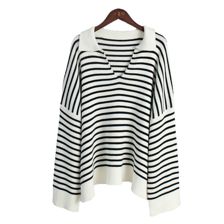 Damen Gestreifter Strickpullover mit gemütlicher Passform Drune