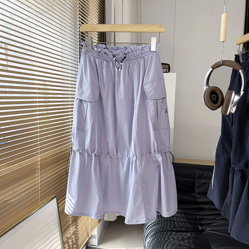 Damen modischer Cargo-Rock mit verstellbarem Bund und seitlichen Taschen Drune