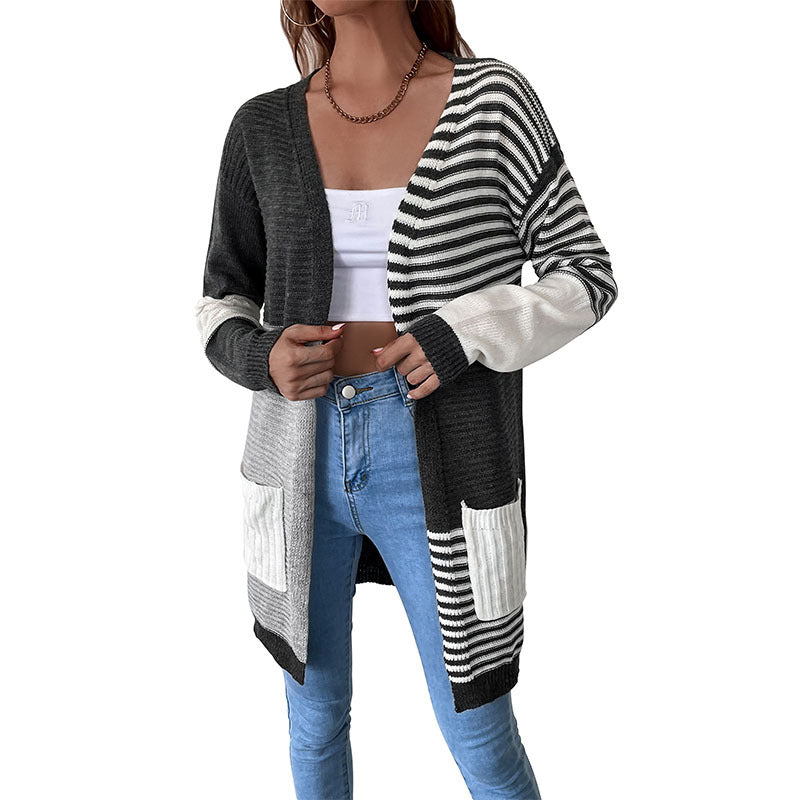 Damen Modischer Strickcardigan mit geometrischem Muster Drune