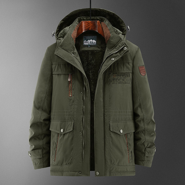 Herren Robuster gefütterter Field-Parka mit Teddyfutter, Kapuze und Multifunktions‑Taschen Drune