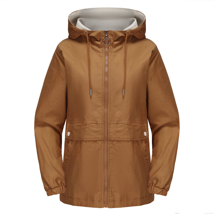 Damen nan leichter wasserabweisender Kapuzenparka mit Tunnelzug, Ringzipper und verdeckter Druckknopfleiste Drune