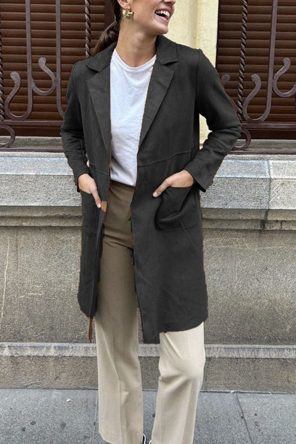 Drune | Langer Wildleder Trenchcoat